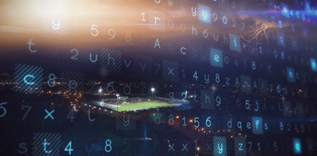 3D Virus background against illuminated stadium at night
