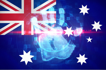 Digital security hand  scan against australian 3D flagの写真素材