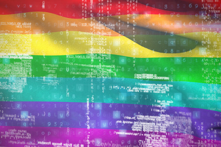 3D image of data against rainbow flag
