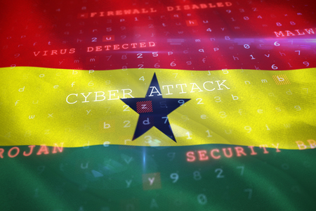 Virus background against digitally generated ghana 3D national flagの写真素材