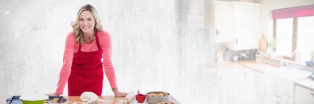 Digital composite of Home baking Chef with kitchen transitionの写真素材