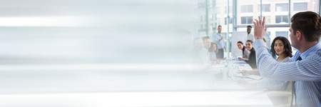 Digital composite of Business people having a meeting with transition effectの写真素材