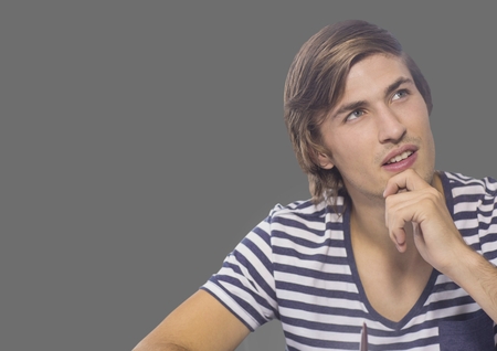 Digital composite of Portrait of Man with grey background