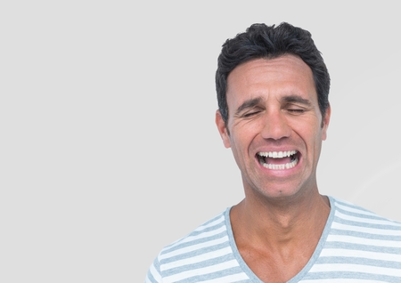Digital composite of Portrait of Man with grey background