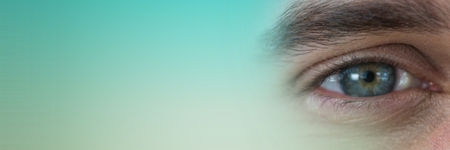 Digital composite of Close up of eye with green transition