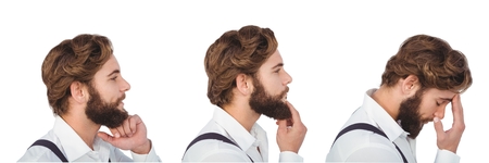 Digital composite of Hipster man expressing feelings collage