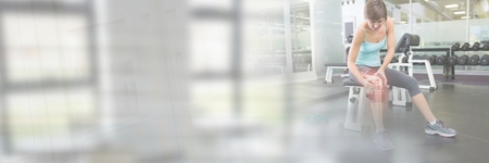 Digital composite of Woman in Gym with transitionの写真素材