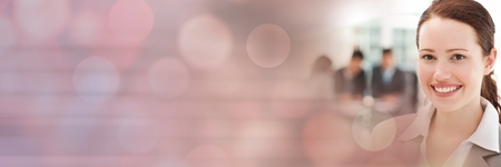 Digital composite of Business people having a meeting with sparkling transition effectの写真素材