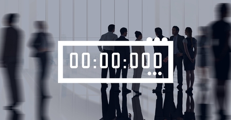 Digital composite of Clock icon against office background