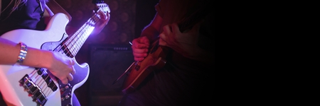 Digital composite of People playing electric guitarsの写真素材