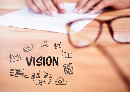 Digital composite of Vision  text with person writingの写真素材