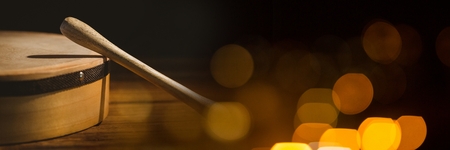 Digital composite of Drum with yellow lightsの写真素材