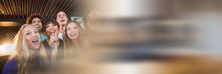 Digital composite of People  having fun celebration party with motion transition