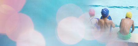 Digital composite of Children in Swimming pool with sparkles transitionの写真素材