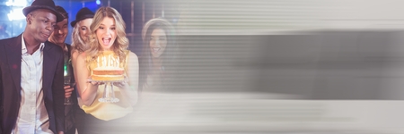 Digital composite of People having fun celebration party with transitionの写真素材