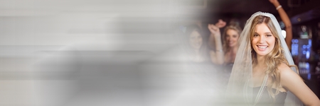 Digital composite of Women having fun hen night celebration party with transition