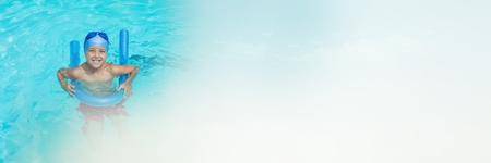 Digital composite of Child in Swimming pool with transition