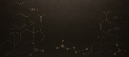 Composite image of chemical structure against blackboardの写真素材