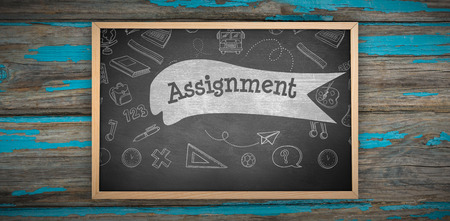 Image of ac chalkboard against assignment against black background