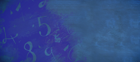 Illustration of numbers on chalkboard against blue background