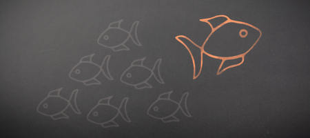 Illustrative image of fishes against greyの写真素材