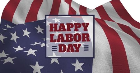 Digital composite of Labor day text over US flag