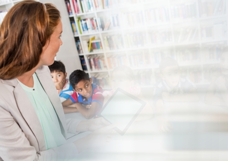 Digital composite of School teacher teacher with class