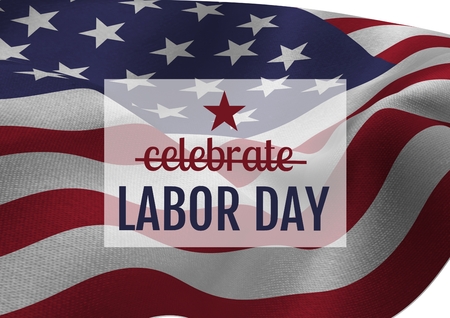 Digital composite of Labor day text over US flag