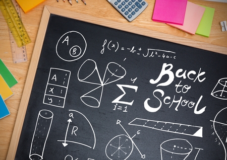 Digital composite of back to school on blackboard