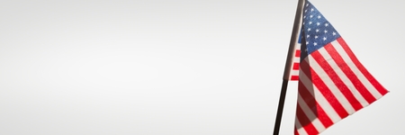 Digital composite of USA flag against white backgroundの写真素材