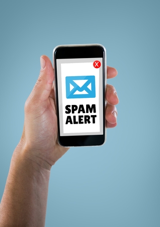 Digital composite of Email spam on the screenの写真素材