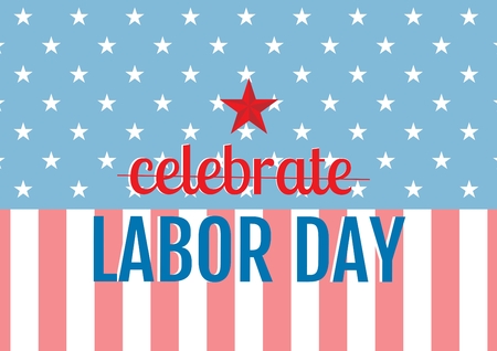 Digital composite of Labor day text over US flagの写真素材