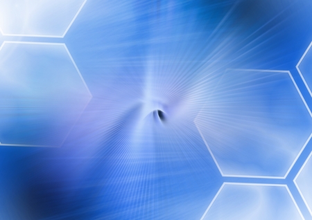 Digital composite of Abstract transition with hexagons