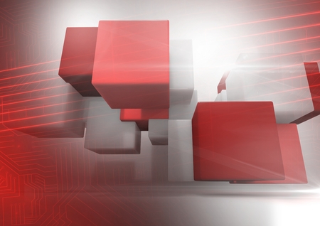Digital composite of Abstract transition with  with red cubes