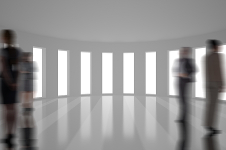 Digital composite of Business people silhouettes against buildingの写真素材