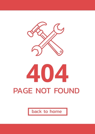 Digital composite of 404 page not found text with tools graphics against red background