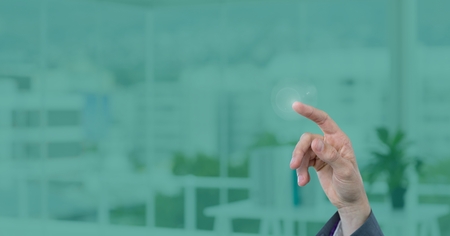 Digital composite of Hand interacting with the airの写真素材