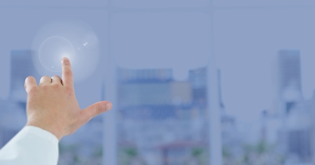 Digital composite of Hand interacting with the airの写真素材