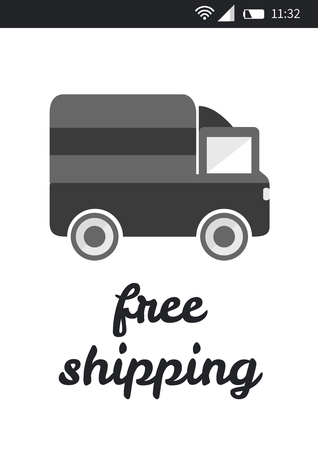 Digital composite of Online shopping with free shipping text interfaceの写真素材