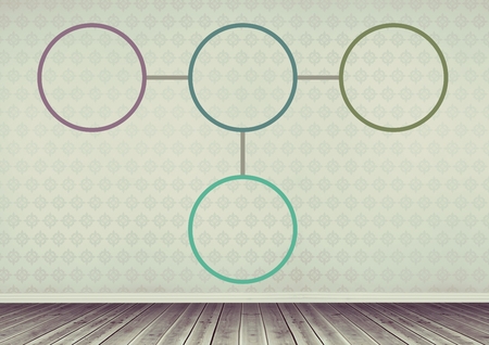 Digital composite of Colorful mind map over room backgroundの写真素材