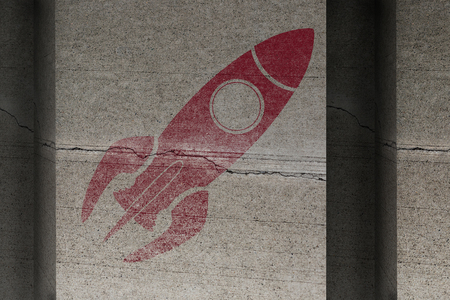 Rocket ship against full frame shot of old stepsの写真素材