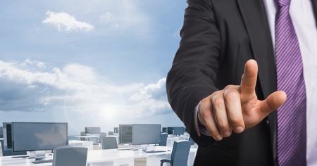 Digital composite of Businessman in outdoors officeの写真素材