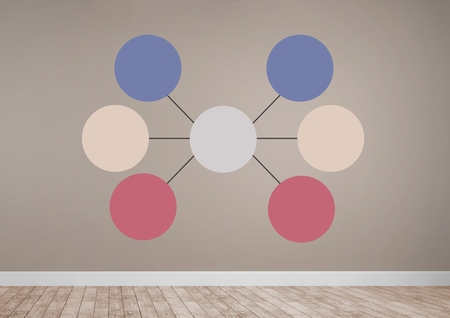 Digital composite of Colorful mind map over room background