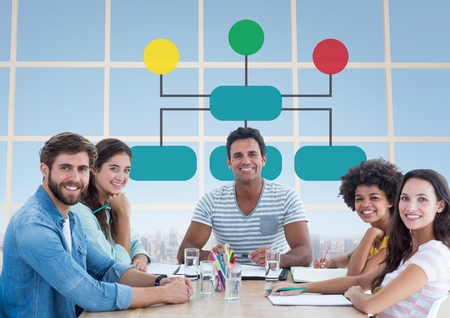 Digital composite of Group meeting with mind mapの写真素材