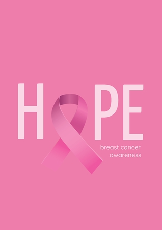 Digital composite of Hope text with pink ribbon and breast cancer awareness conceptの写真素材