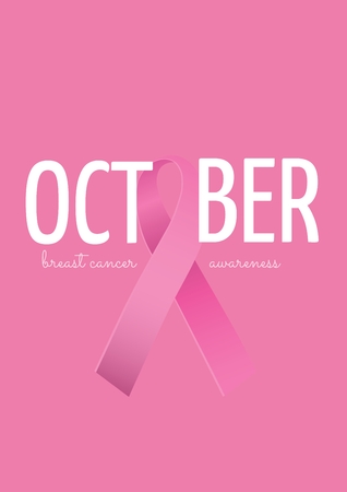 Digital composite of October text with pink ribbon and breast cancer awareness month conceptの写真素材
