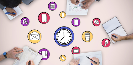 Business meeting against neutral backgroundの写真素材