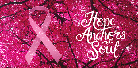 Breast cancer awareness message against full frame shot of trees growingの写真素材