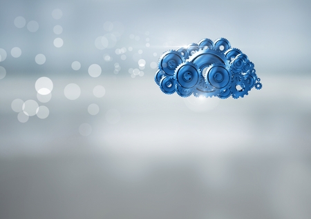 Digital composite of cog gears with bright backgroundの写真素材