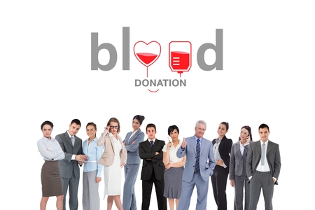 Digital composite of Group of people and blood donation conceptの写真素材